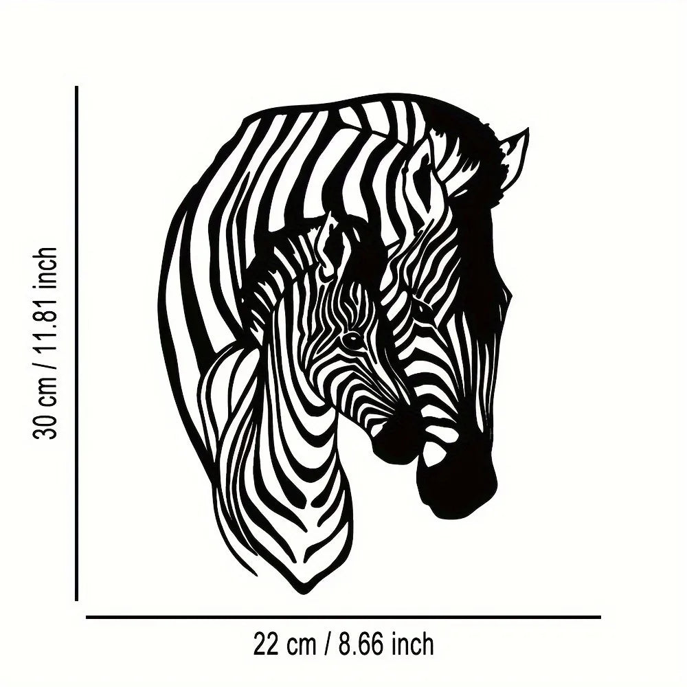 Elegant Minimalist Zebra Family Metal Wall Art - Perfect for Home, Office, and Cafe Decor | Modern Craft Sign