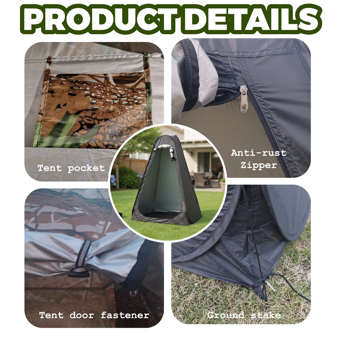 Portable Pop-Up Privacy Tent Outdoor Shower Camping Toilet Rain Shelter Easy Setup Foldable with Storage Bag