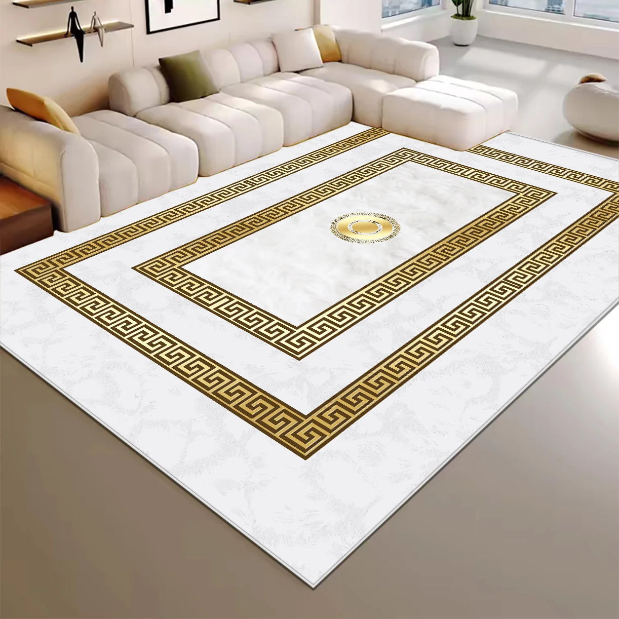 High-end Luxury Living Room Carpet 200x300cm Large Area Rugs Room Decor Golden Floor Mats Washable European Tatami Mat Non-slip
