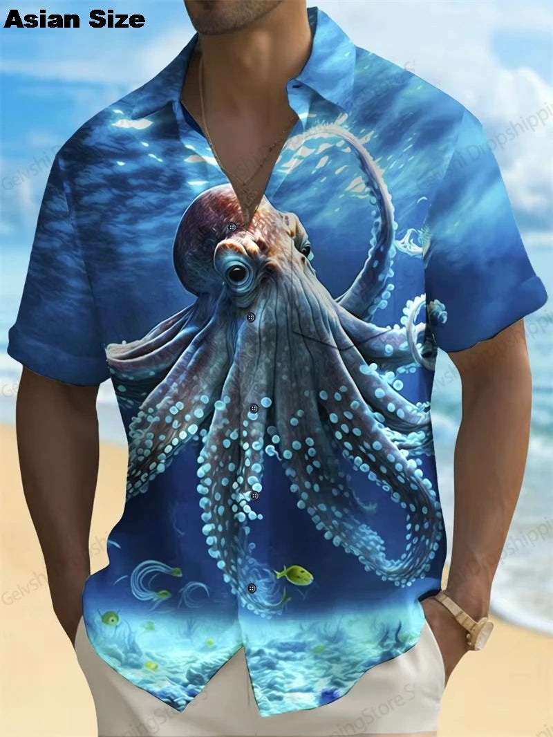2025 Moon Star Hawaiian Shirt Men Women Fashion Casual Hawaiian Sea Shirts Short Sleeve Button Blouse Festive Holiday Tops