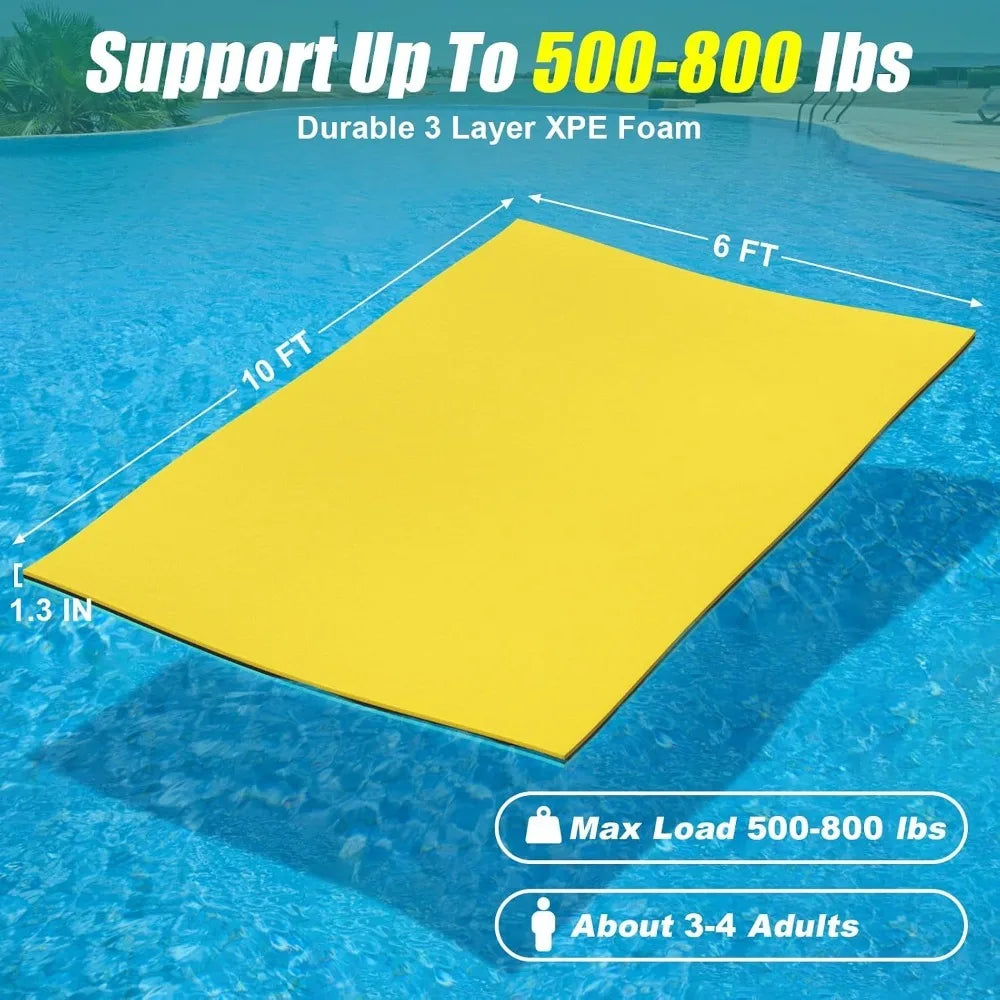 3 Layers Tear-Resistant XPE Foam Lily Pad Floating Water Mat, 8x6/10x6/12x6/18x6/6x3FT for Lake, Custom