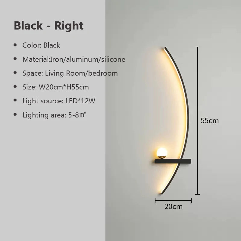 LED Wall Lamp Modern 55/105CM Black For Living Room Bedroom Bedside Corridor Study Room Cloakroom Decorative Lighting Fixtures