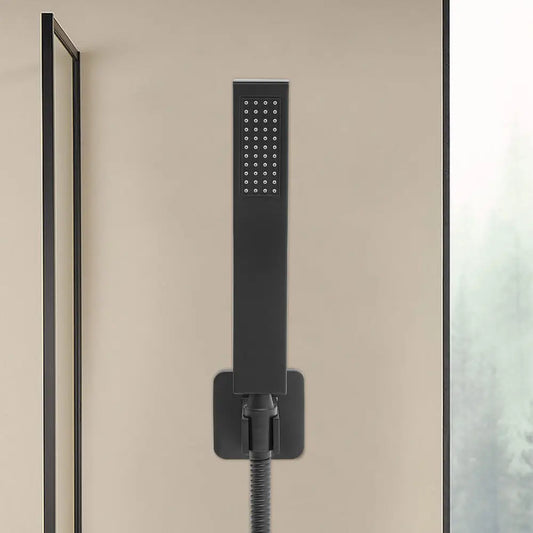 Matte Black Hand Held Shower Head With Wall Connector And 4.9ft Hose Set Square