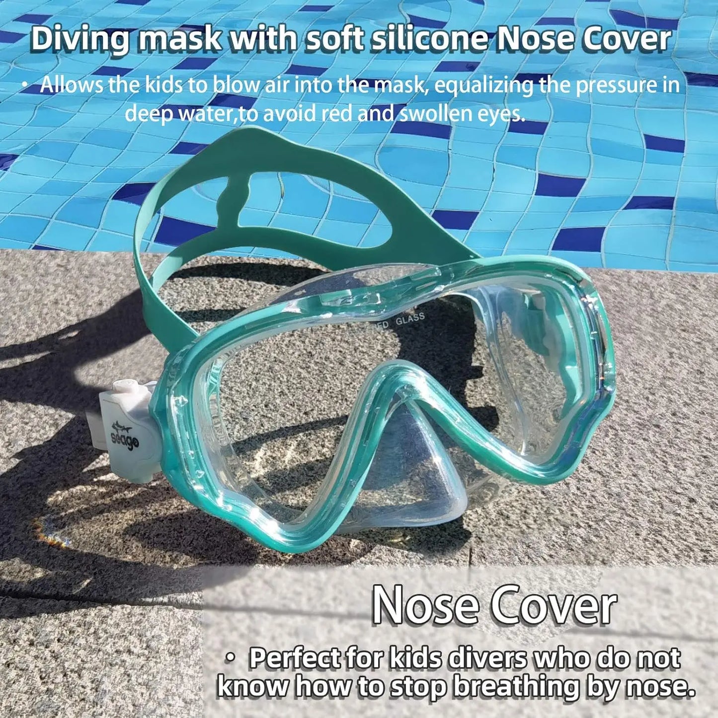 Kids Swim Goggles Snorkel Diving Mask for Youth 5-15, Anti-Fog 180° Clear View