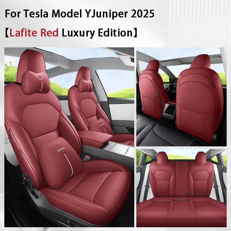 TCYZ For Tesla New Model Y Juniper 2025 Full Set Seat Covers Leather Breathable Car Seat Cover Cushion Protector Replacement