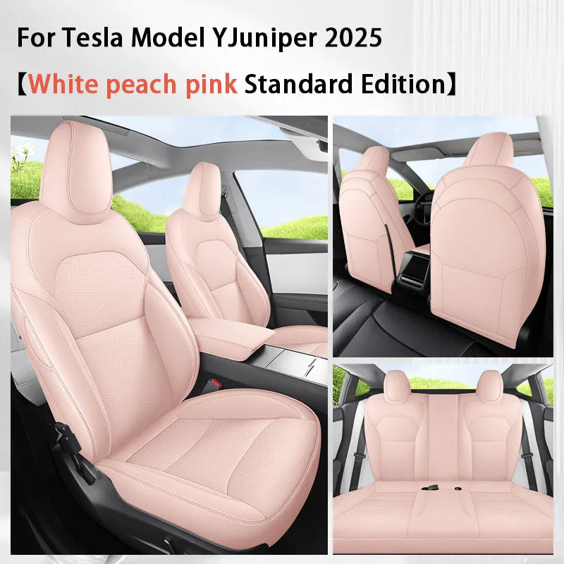 TCYZ For Tesla New Model Y Juniper 2025 Full Set Seat Covers Leather Breathable Car Seat Cover Cushion Protector Replacement