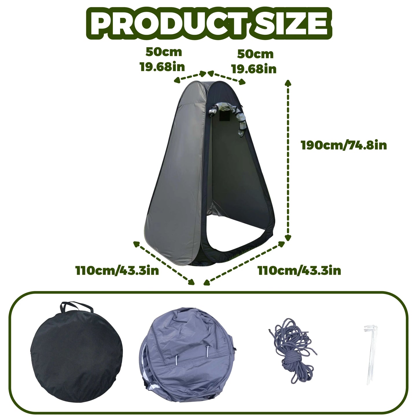 Portable Pop-Up Privacy Tent Outdoor Shower Camping Toilet Rain Shelter Easy Setup Foldable with Storage Bag