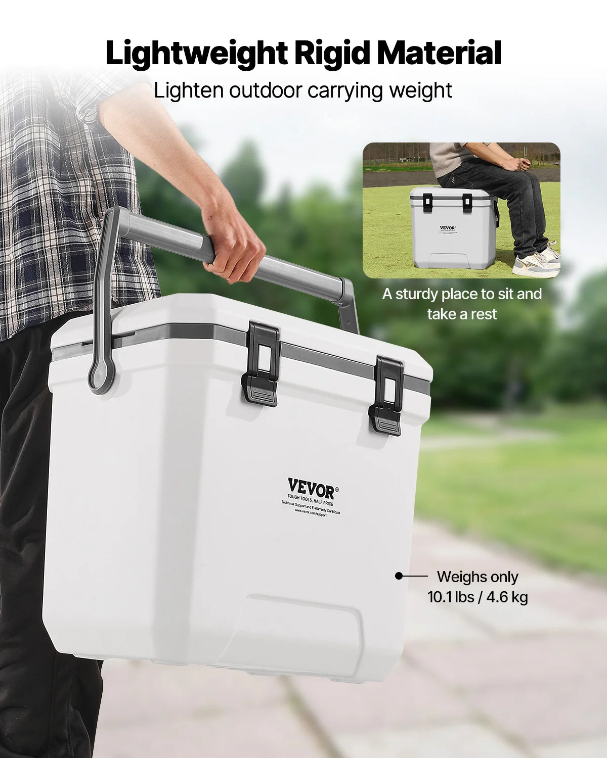 VEVOR Portable Cooler 21/26/38QT Hard Cooler with Ice Retention Heavy-Duty Handles and Cup Holder Suitable for Family Picnics