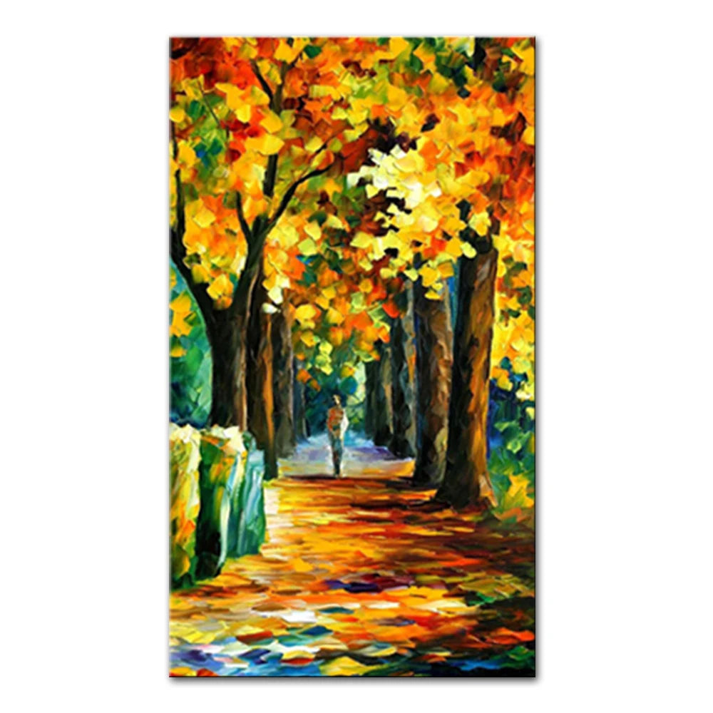 Arthyx,Handpainted Night Knife Oil Painting On Canvas,Wall Art,Modern Abstract Landscape Picture For Living Room Home Decoration