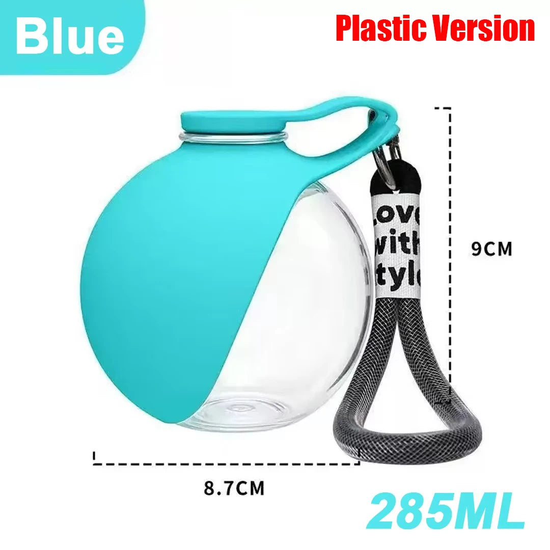 2-in-1 Portable Dog Water Bottle 285ML Stainless Steel&Silicon Leak-Proof Compact Dog Outside Travel Water Bottle for Small Dogs