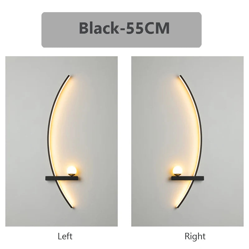 LED Wall Lamp Modern 55/105CM Black For Living Room Bedroom Bedside Corridor Study Room Cloakroom Decorative Lighting Fixtures