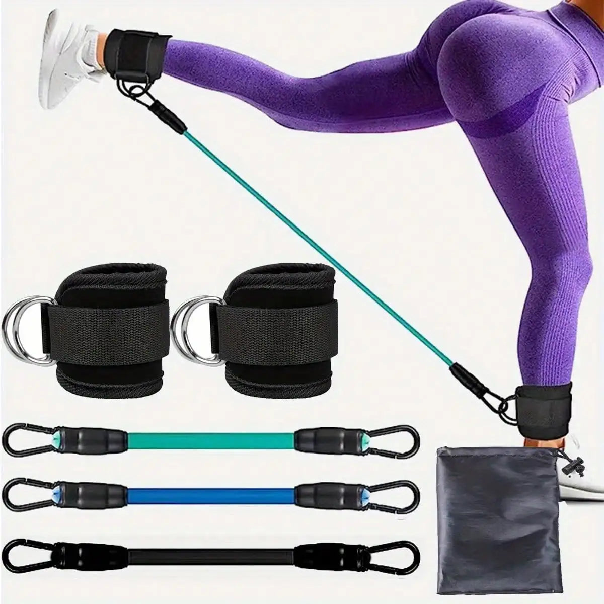 3Pcs Ankle Resistance Bands With Cuffs 3 Level Adjustable Leg Hip Fitness Bands Portable Home Sports Workout Equipment
