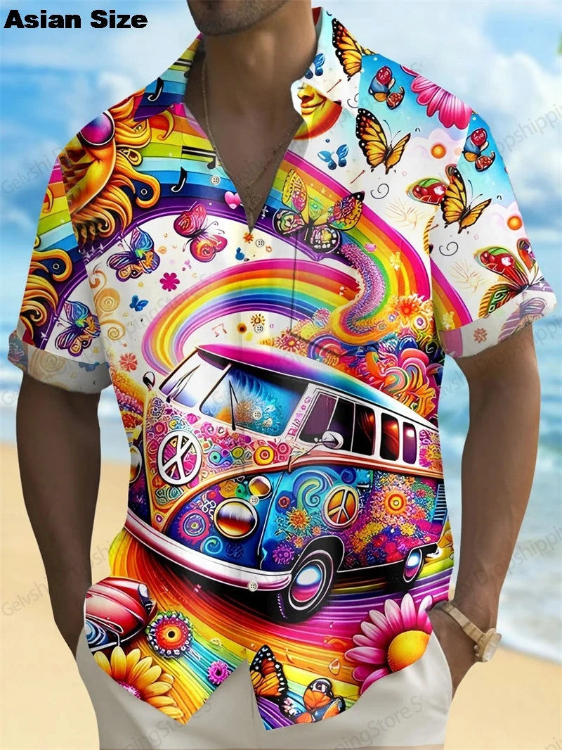 2025 Moon Star Hawaiian Shirt Men Women Fashion Casual Hawaiian Sea Shirts Short Sleeve Button Blouse Festive Holiday Tops