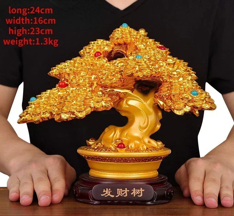 Feng Shui Lucky Fortune Tree Ornament ,Store Opening Living Room Store Decor Sculptures