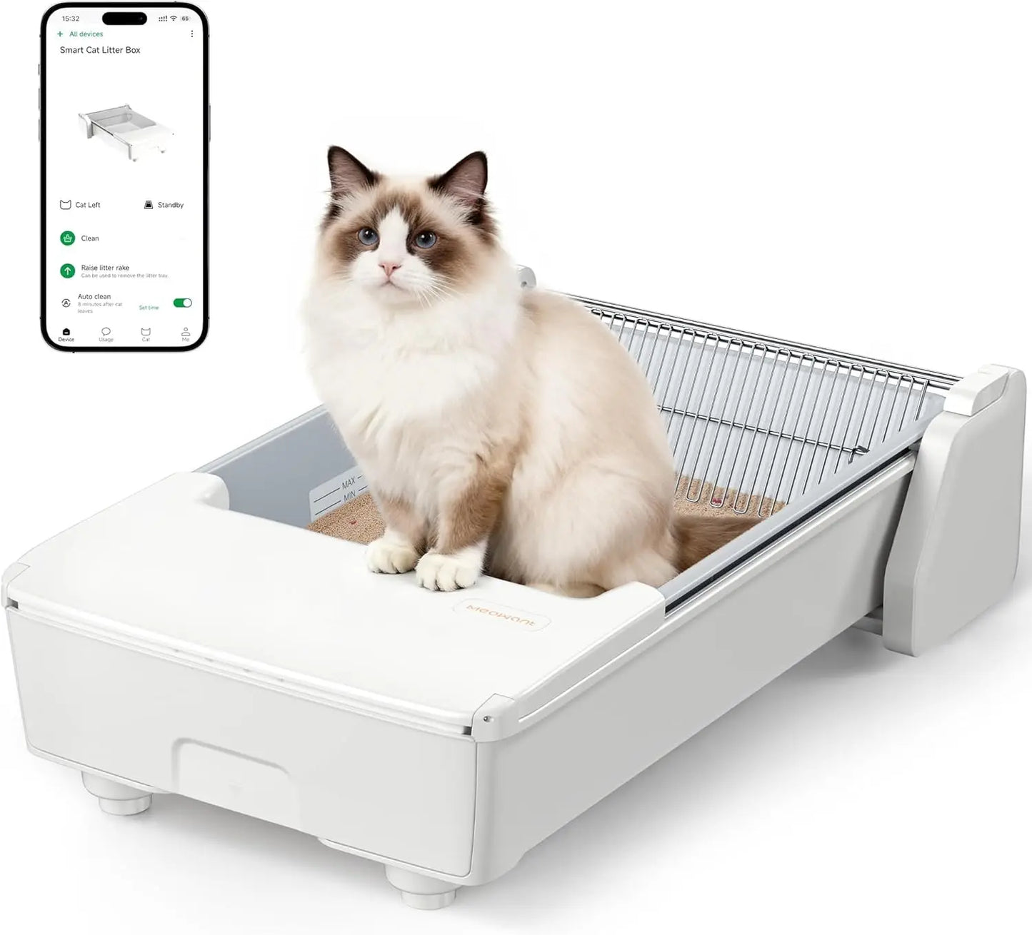 Self Cleaning Cat Litter Box, Open Top Automatic Litter Box for Multi Cats, Dual Rake, Works with Clumping Litter, Anti Pinch Sa