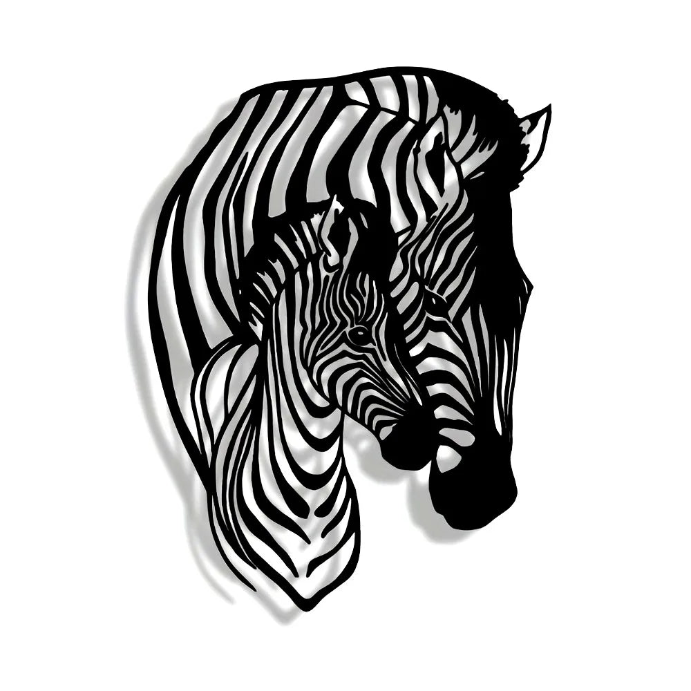Elegant Minimalist Zebra Family Metal Wall Art - Perfect for Home, Office, and Cafe Decor | Modern Craft Sign