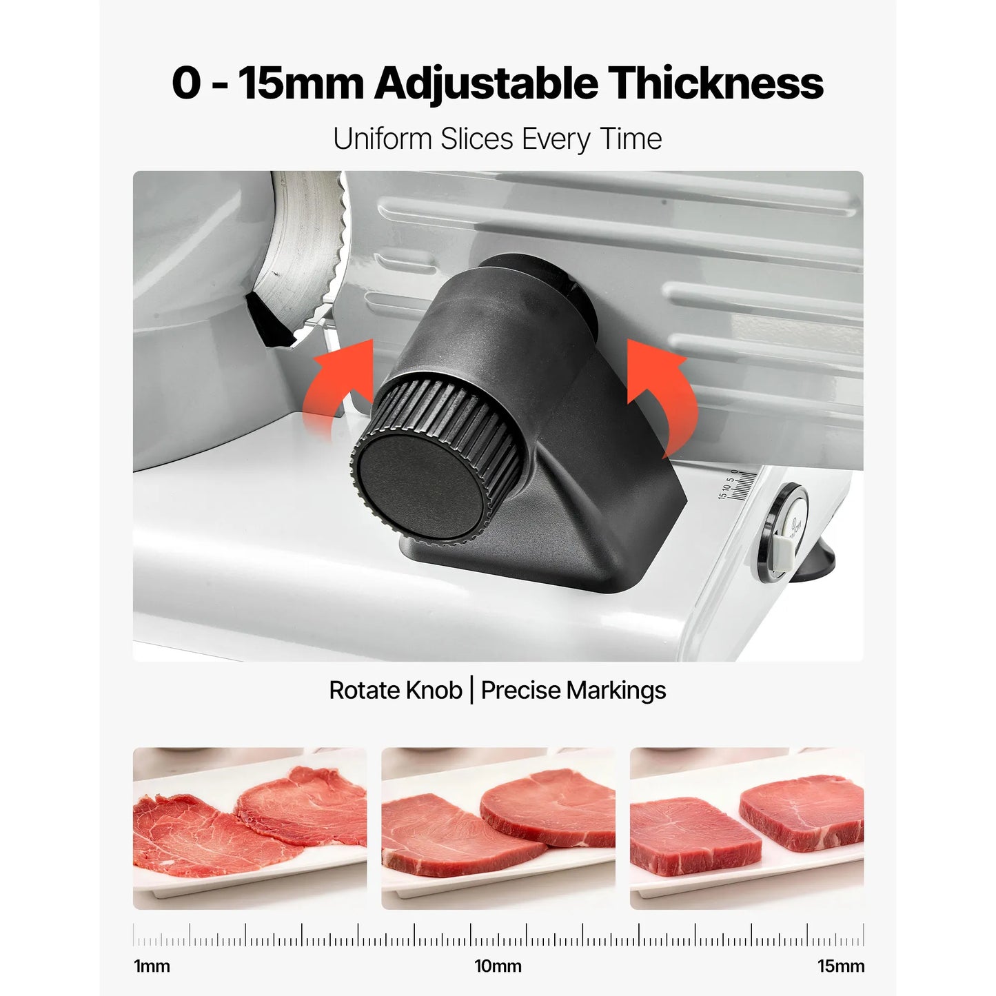 SucceBuy Meat Slicer 150/180/200W Electric Deli Slicer Machine with Blade 0-0.6 inch Adjustable Thickness for Meat Baguett Steak