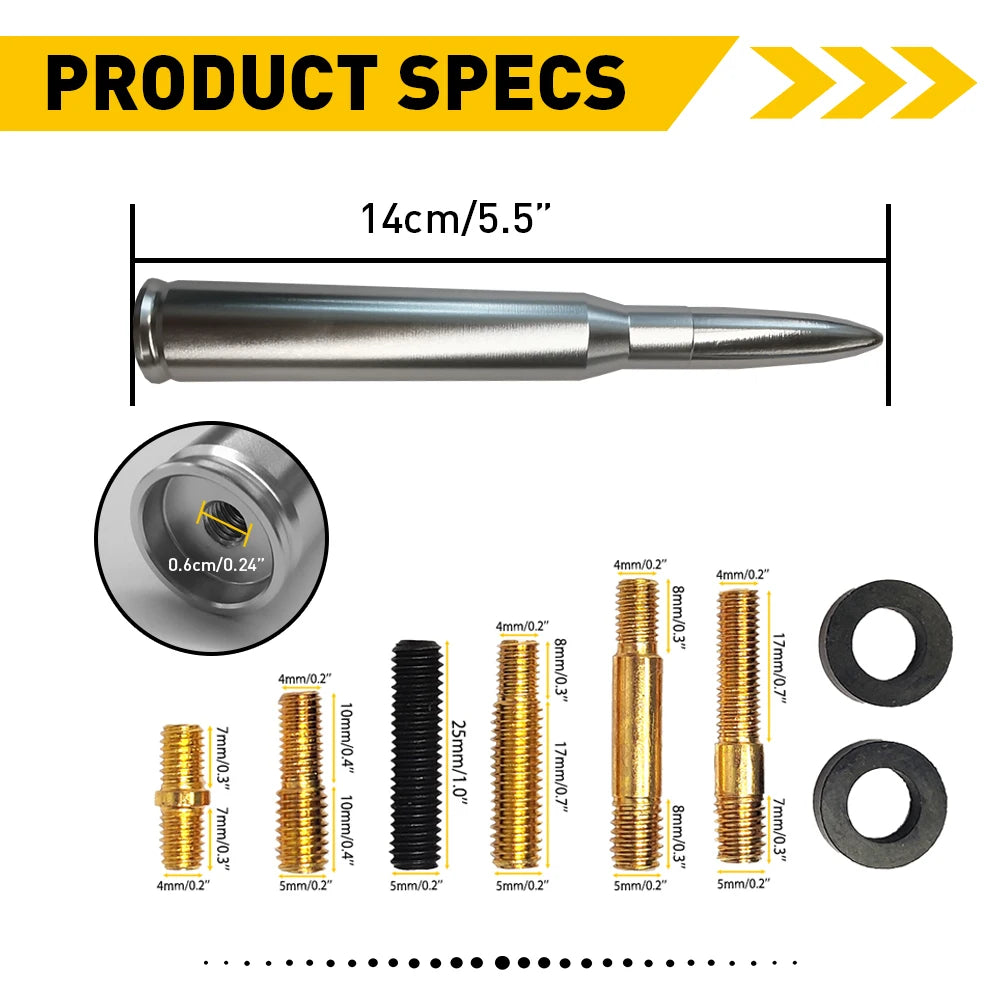 14cm Car Roof Antenna Bullet Radio Whip Aerial Antenna Pole AM/FM Radio Car Pole Universal with Screws Car Antenna Mini Short