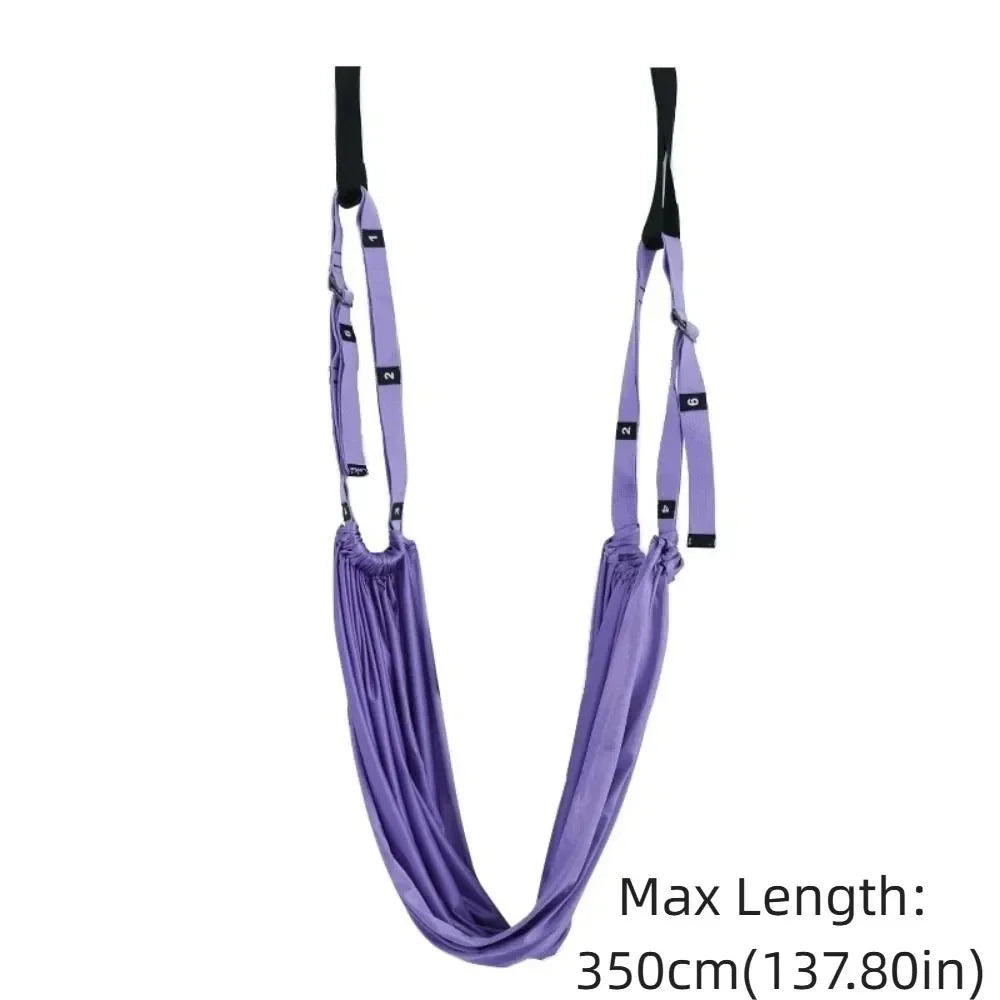 Adjustable Women Aerial Yoga Strap Elastic Stretch Door Hanging Aerial Yoga Hammock Swing Anti-Gravity Flexibility Training