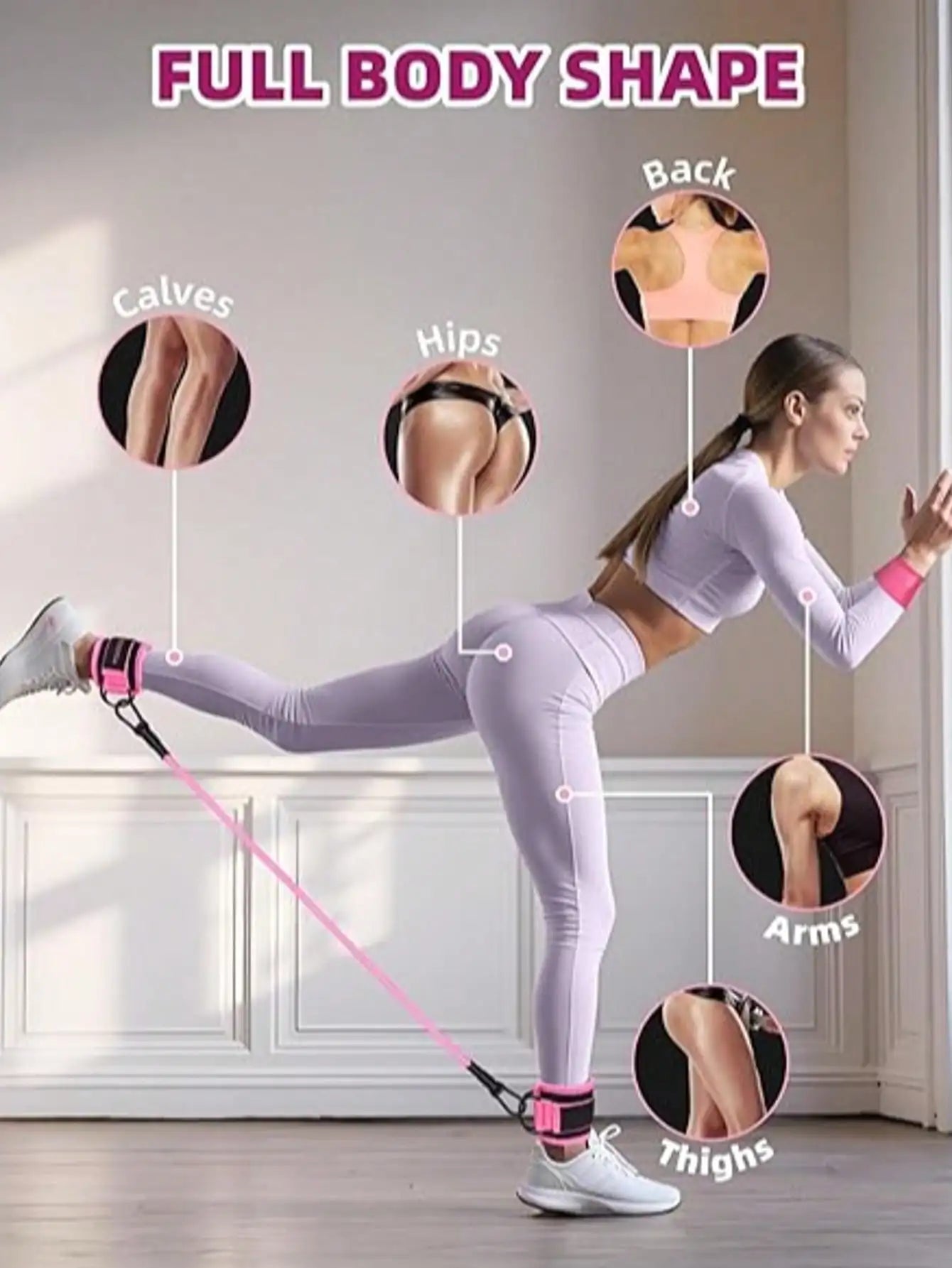 3Pcs Ankle Resistance Bands With Cuffs 3 Level Adjustable Leg Hip Fitness Bands Portable Home Sports Workout Equipment