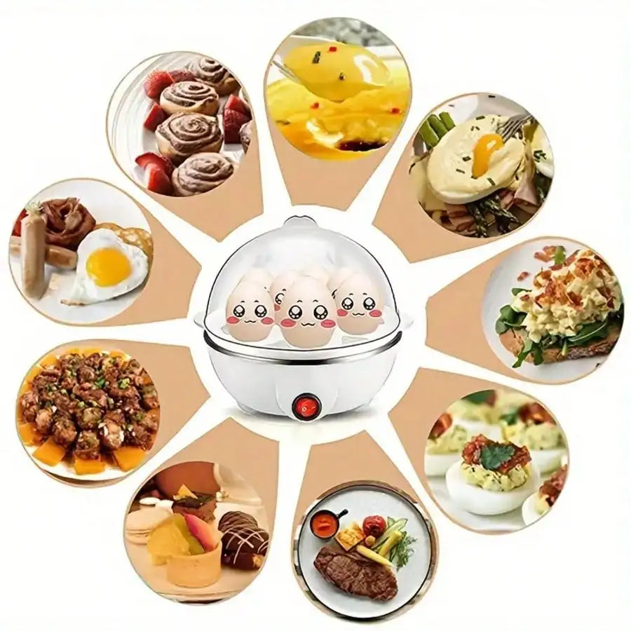 Multifunctional Egg Steamer Egg Cooker Electric Egg Cooker, Anti-Dry Burning Automatic Power Off, Stainless Steel Safety Base, Healthy And Practical, Good For Home Kitchen  2-In-1 Egg Slicer For Peeling And Cutting Eggs