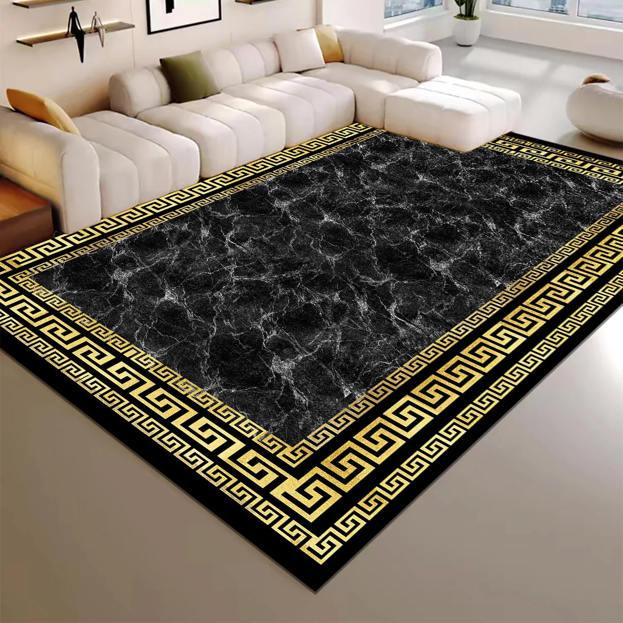 High-end Luxury Living Room Carpet 200x300cm Large Area Rugs Room Decor Golden Floor Mats Washable European Tatami Mat Non-slip