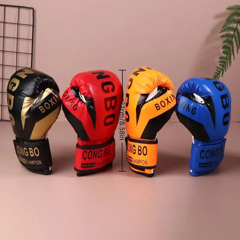 Gloves Shock Absorb Breathable PU Leather Full Finger Boxing Mitt Muay Thai Karate Impact Protection Kids