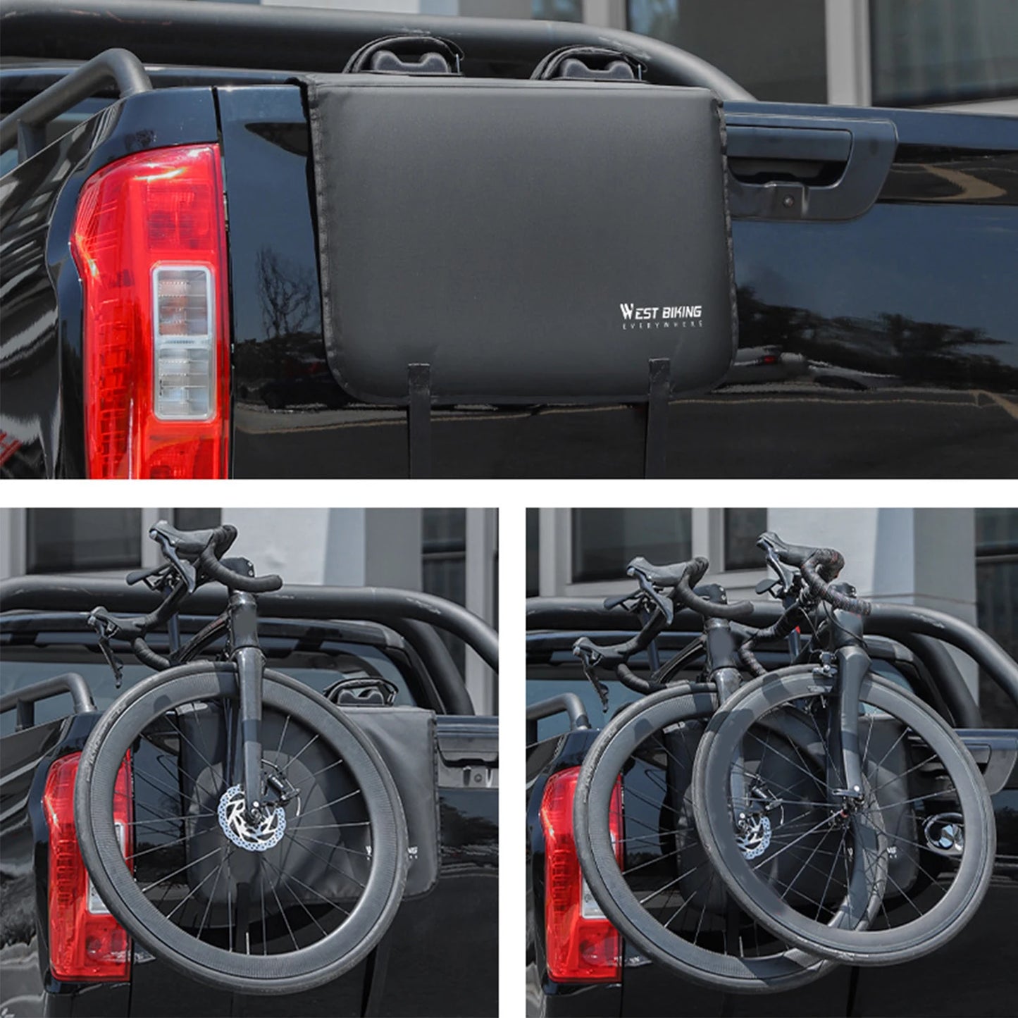 Mountain Bike Carrier Bicycle Rack Waterproof Tailgate Pickup Soft Rack with Tool Pocket for Pickup Truck