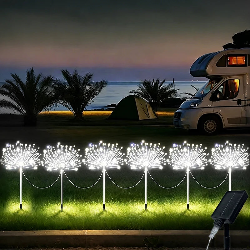 4/5/6Pack 480LED Solar Firework Lights Outdoor Smart Solar Garden Lights Starburst String Lights 8 Modes for Christma Decoration
