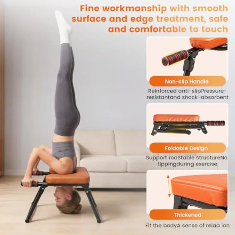 Yoga Headstand Bench, Stand Yoga Chair for Balance Training, Core Strength Building, Upside Down Chair for Relaxation, Handstan