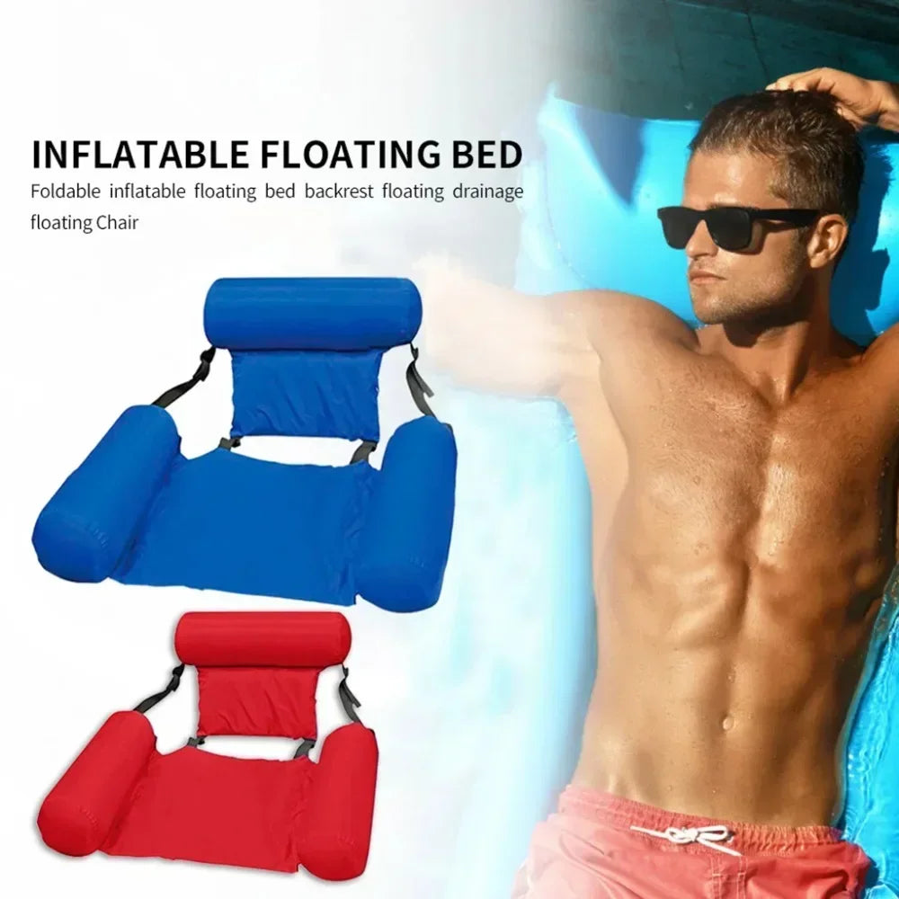 1pc Hot Sale Inflatable Water Hammock Foldable Pool Lounger Float Mesh Air Mattress Recliner for Adult Summer Beach Swimming