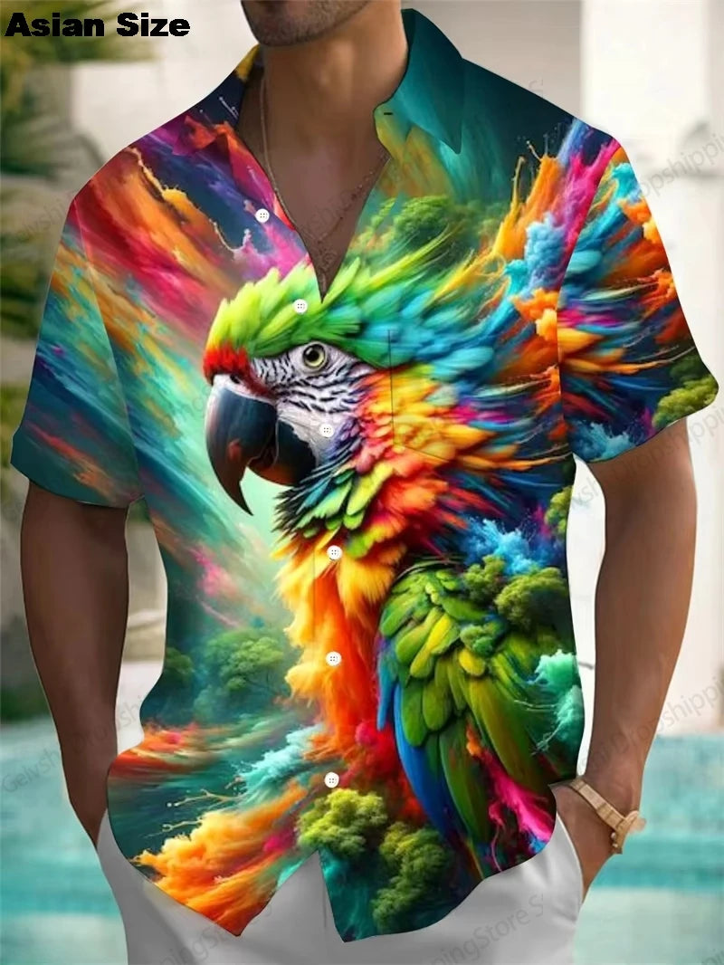 2025 Moon Star Hawaiian Shirt Men Women Fashion Casual Hawaiian Sea Shirts Short Sleeve Button Blouse Festive Holiday Tops