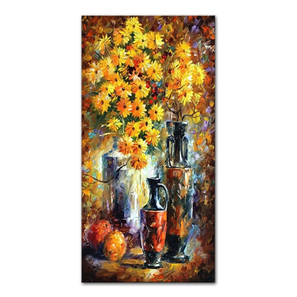 Arthyx,Handpainted Night Knife Oil Painting On Canvas,Wall Art,Modern Abstract Landscape Picture For Living Room Home Decoration