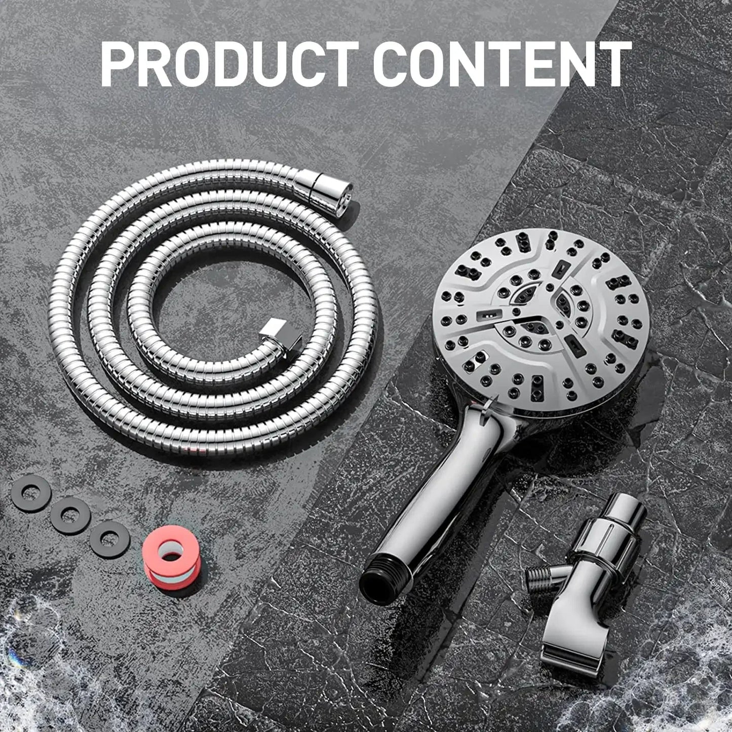 Shower Head with Handheld, High Pressure 10 Modes with 59" Stainless Steel Hose Adjustable Holder