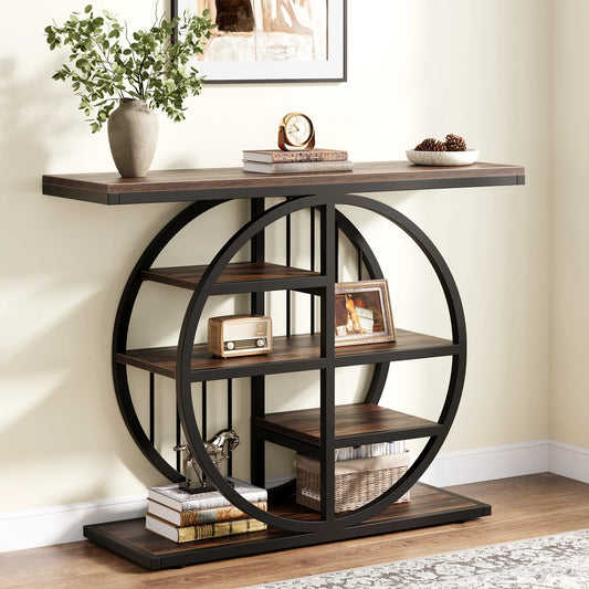 Tribesigns Console Table, 39.4-Inch Entryway Table with Thickened Tabletop, 4- Tier Industrial Narrow Hallway Sofa Table