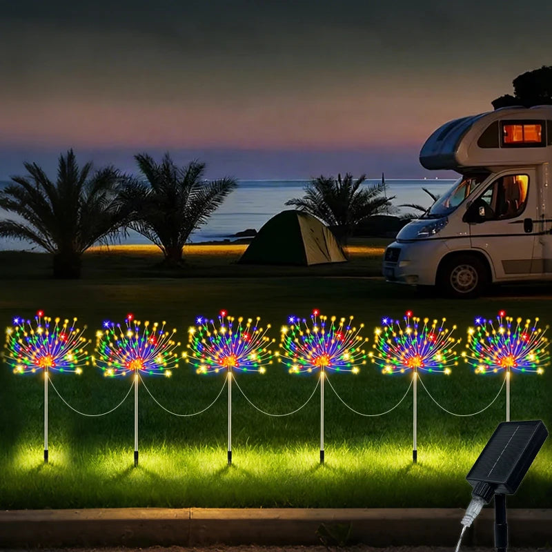 4/5/6Pack 480LED Solar Firework Lights Outdoor Smart Solar Garden Lights Starburst String Lights 8 Modes for Christma Decoration