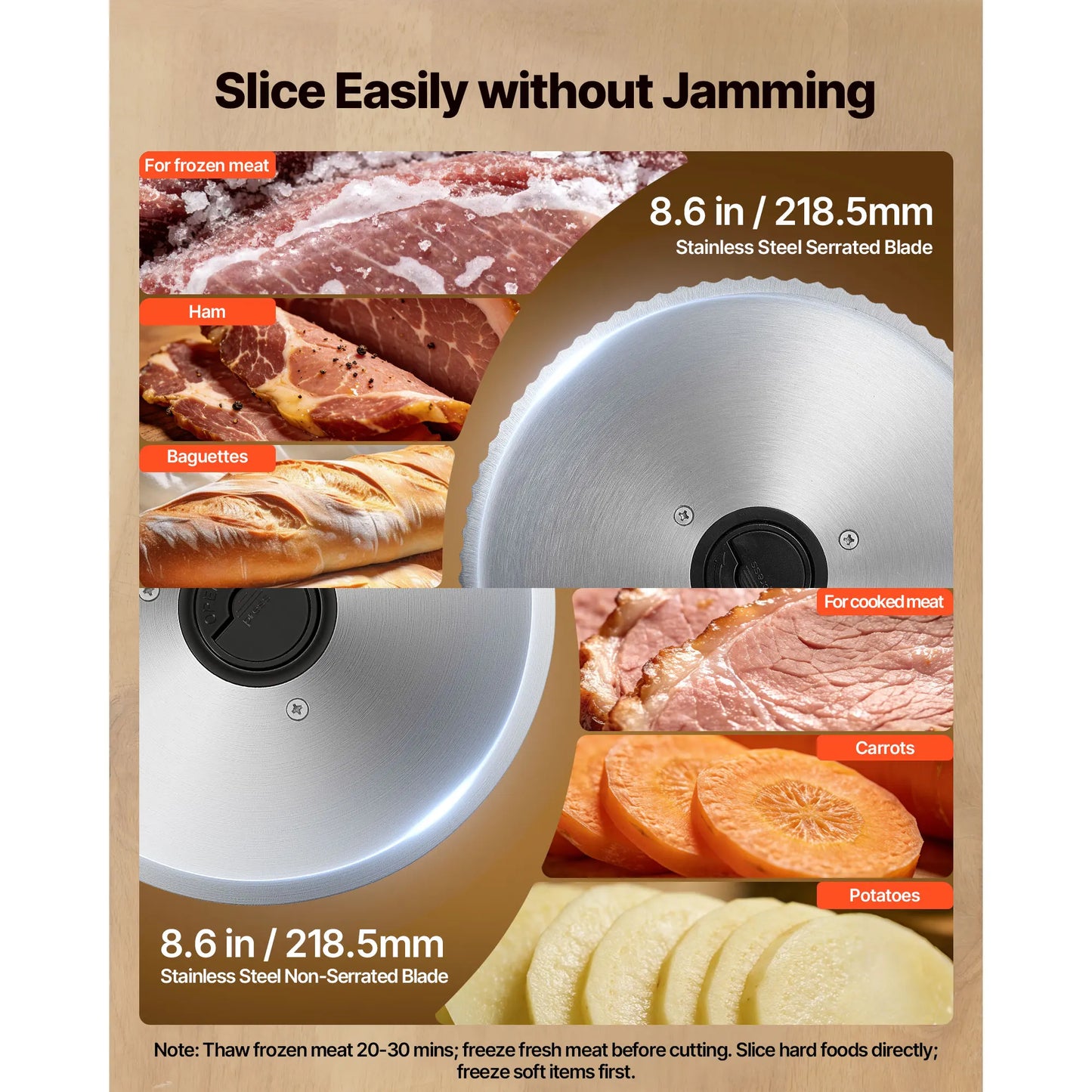 SucceBuy Meat Slicer 150/180/200W Electric Deli Slicer Machine with Blade 0-0.6 inch Adjustable Thickness for Meat Baguett Steak
