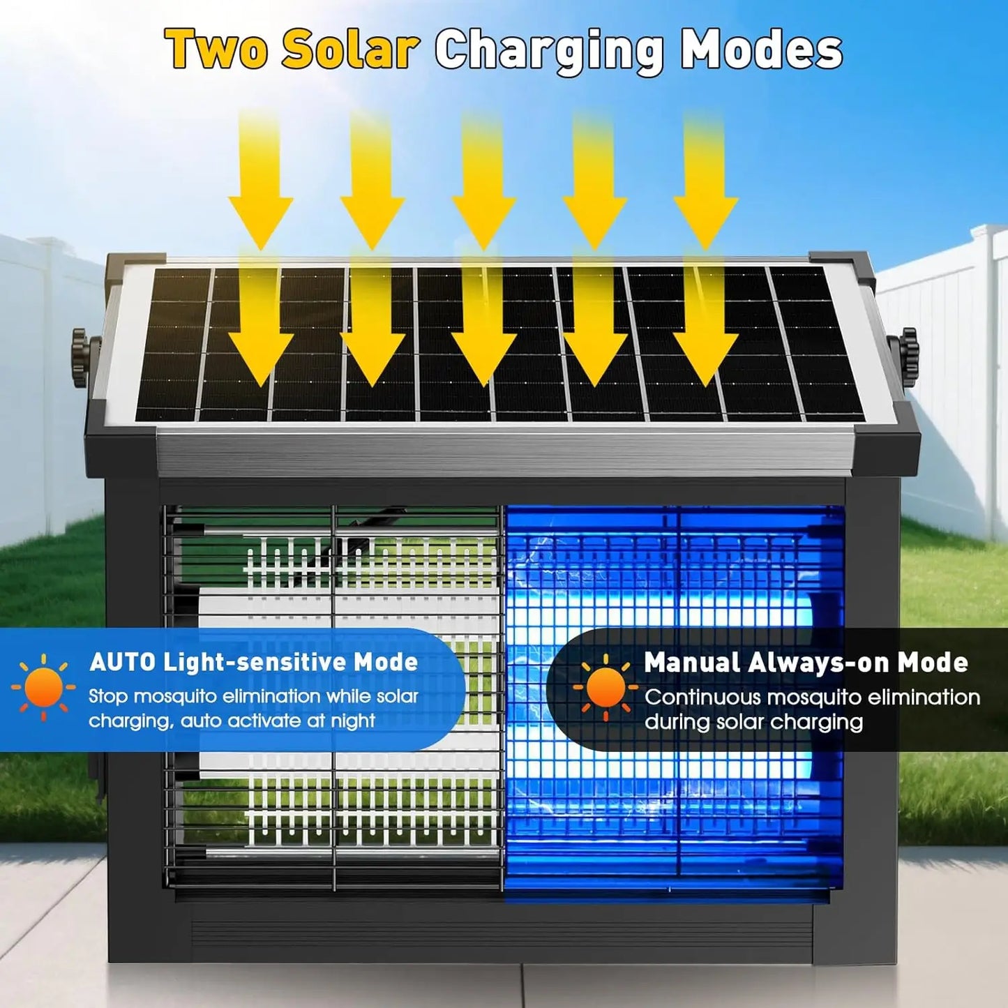 JOYINLED Outdoor Waterproof Portable Mosquito Trap 16/20/40W Solar Bug Zapper Outdoor Mosquito Zapper for Backyard Patio Camping