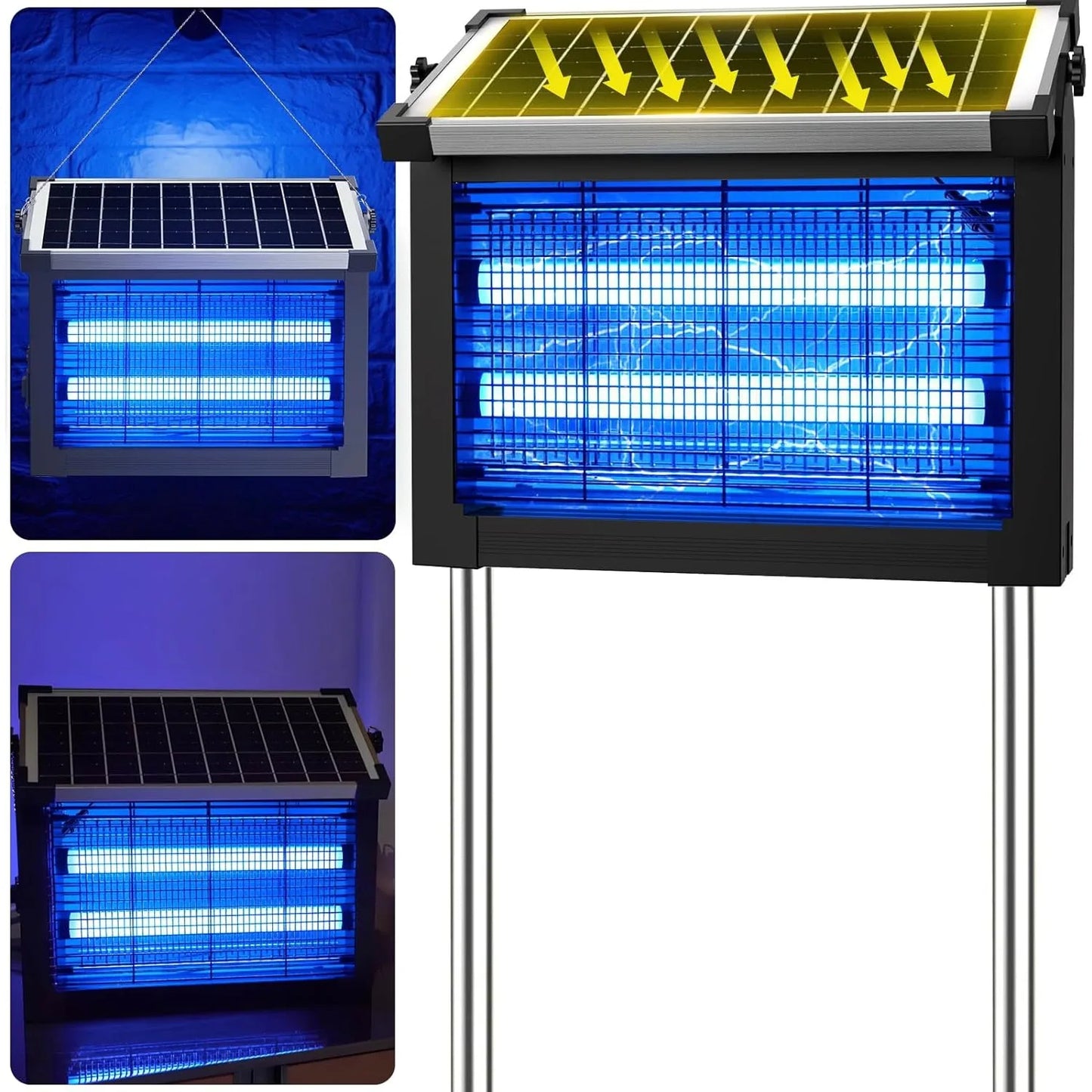 JOYINLED Outdoor Waterproof Portable Mosquito Trap 16/20/40W Solar Bug Zapper Outdoor Mosquito Zapper for Backyard Patio Camping