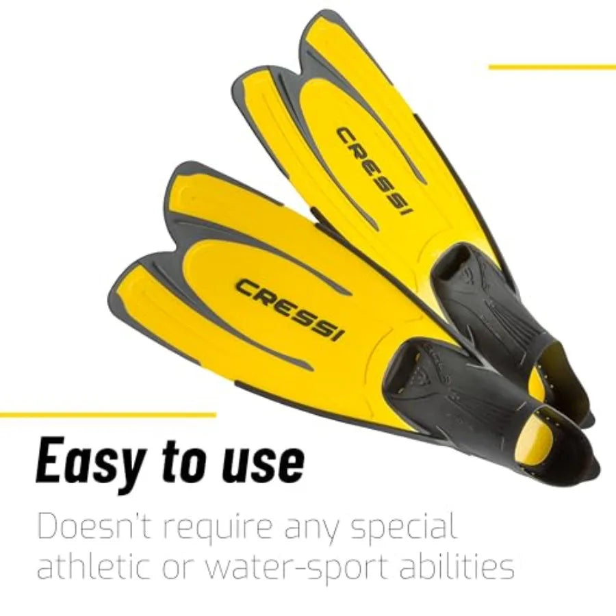 Adult Snorkeling Fins with Self-Adjustable Comfortable Full Feet Pocket Perfect for Traveling Agua: Made in Italy