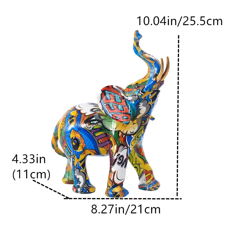 Modern Art Sculpture Home Decor Statue Animal Ornaments For Home Decoration Living Room Desk Bookshelf Graffiti Letter Elephant