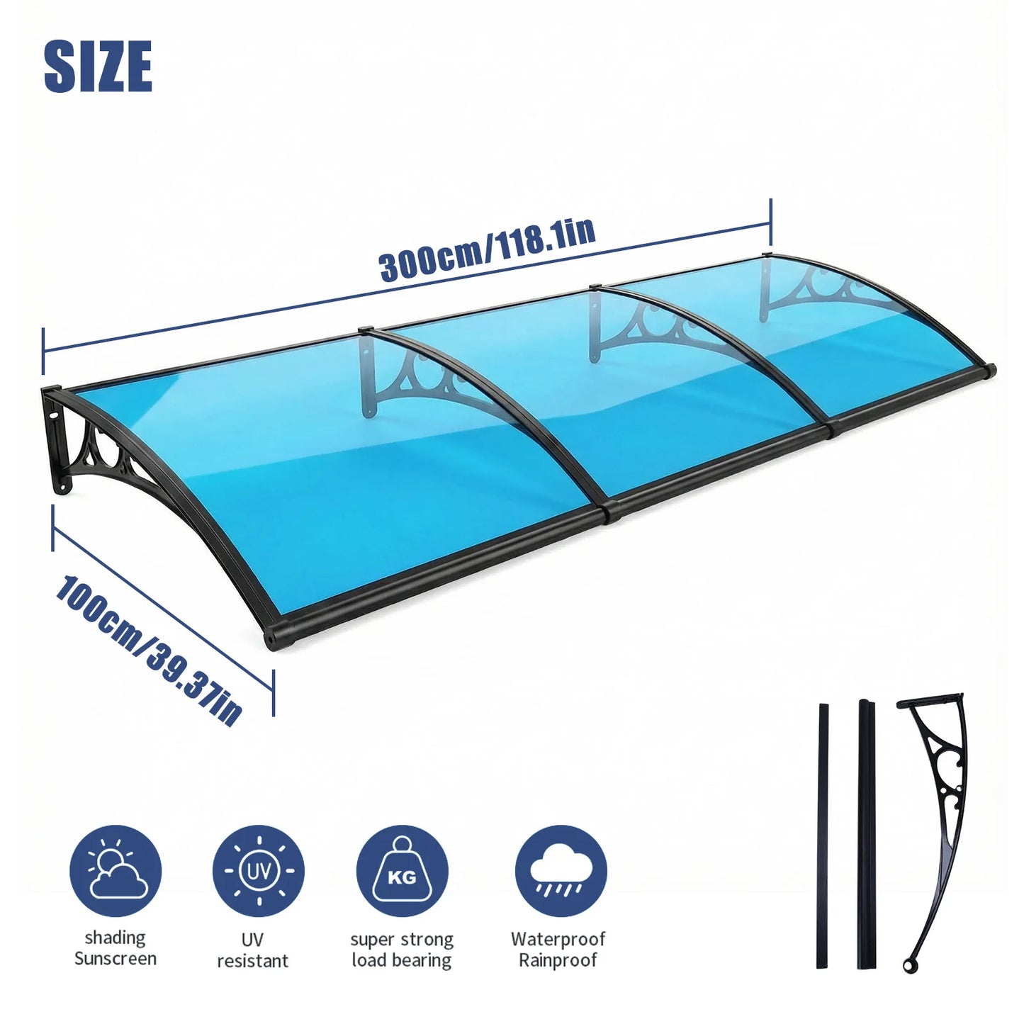 Awning for Door Entrance Strong Load-Bearing Capacity Door Awnings Exterior Long Service Life for Rain Snow Sunlight Protection