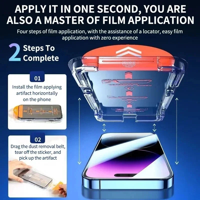 2Pcs Privacy Tempered Glass Screen Protector for IPhone 15 14 13 12 11 16 17 Pro Max Anti-Spy Dust free Installation Protector