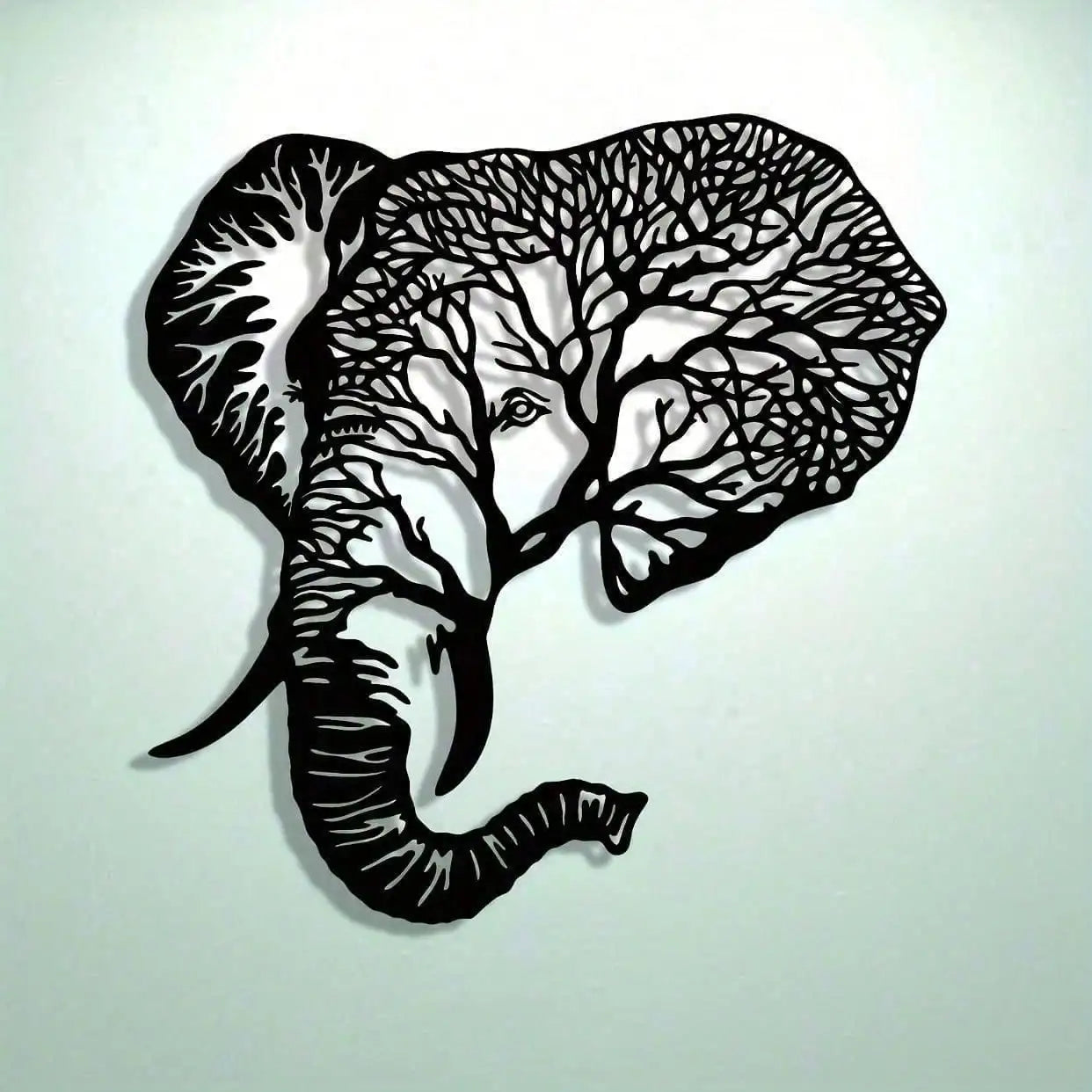 Metal Elephant Wall Art，Laser-Cut Abstract Wall Decor，Modern Geometric Metal Panel，Farmhouse Decor Gift，Reusable Home Decoration