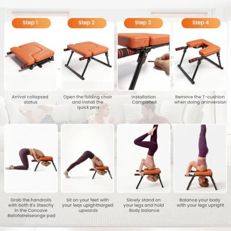 Yoga Headstand Bench, Stand Yoga Chair for Balance Training, Core Strength Building, Upside Down Chair for Relaxation, Handstan