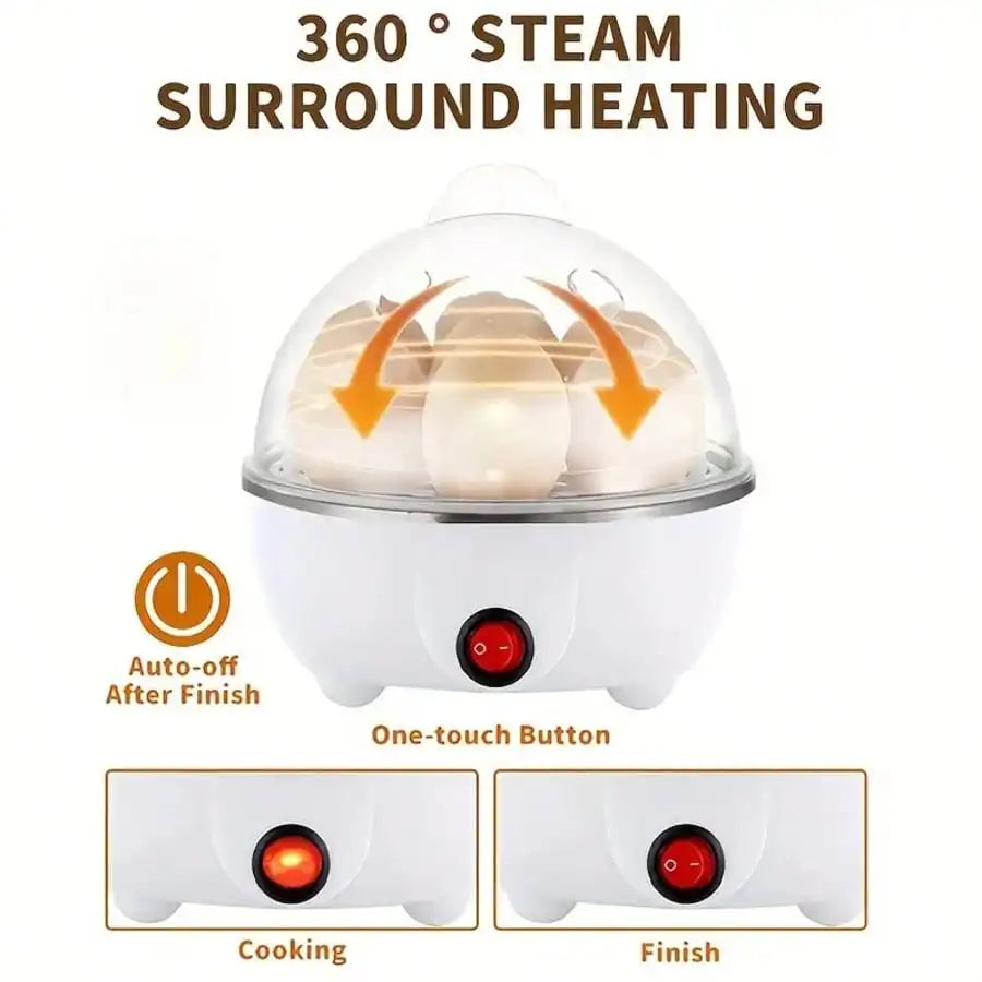 Multifunctional Egg Steamer Egg Cooker Electric Egg Cooker, Anti-Dry Burning Automatic Power Off, Stainless Steel Safety Base, Healthy And Practical, Good For Home Kitchen  2-In-1 Egg Slicer For Peeling And Cutting Eggs