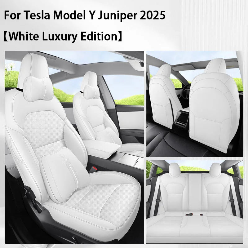 TCYZ For Tesla New Model Y Juniper 2025 Full Set Seat Covers Leather Breathable Car Seat Cover Cushion Protector Replacement