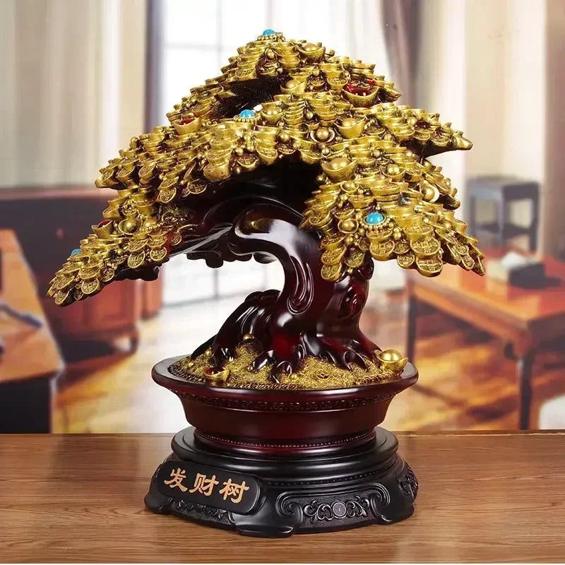 Feng Shui Lucky Fortune Tree Ornament ,Store Opening Living Room Store Decor Sculptures