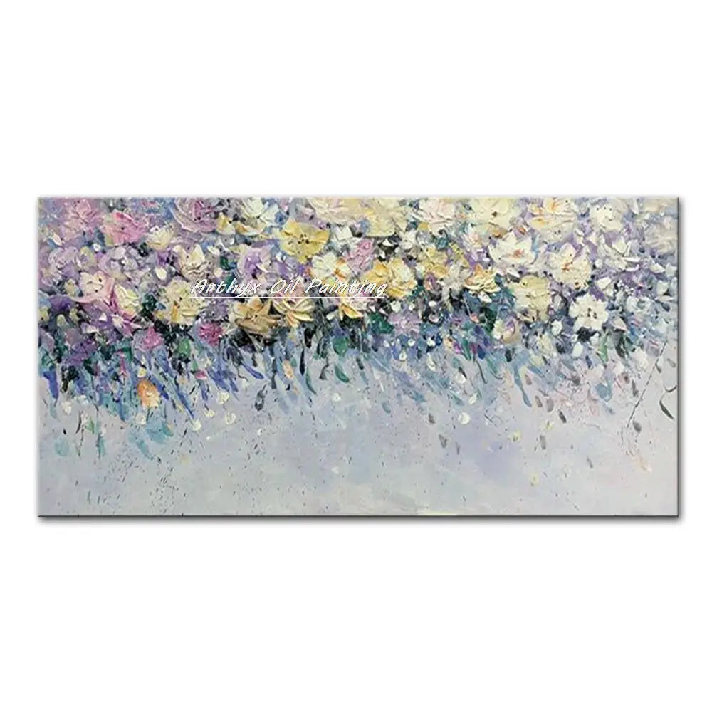 Arthyx,Handpainted Night Knife Oil Painting On Canvas,Wall Art,Modern Abstract Landscape Picture For Living Room Home Decoration