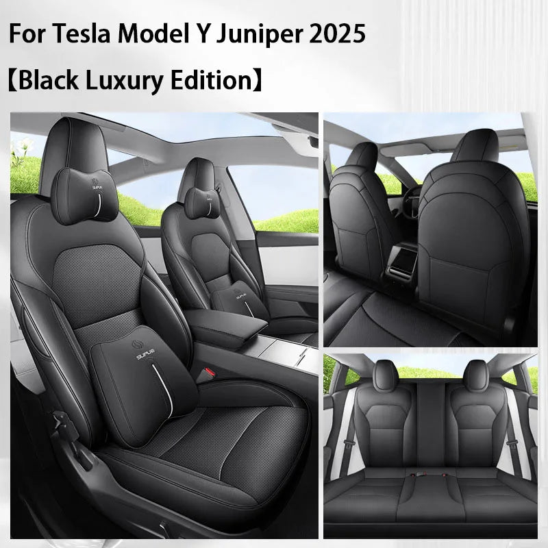 TCYZ For Tesla New Model Y Juniper 2025 Full Set Seat Covers Leather Breathable Car Seat Cover Cushion Protector Replacement